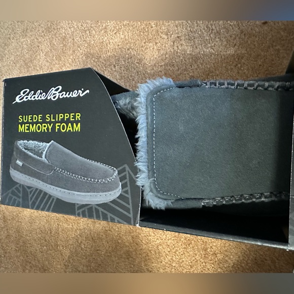 Eddie Bauer Shoes Eddie Bauer Mens Suede Slippers Memory Foam Gray